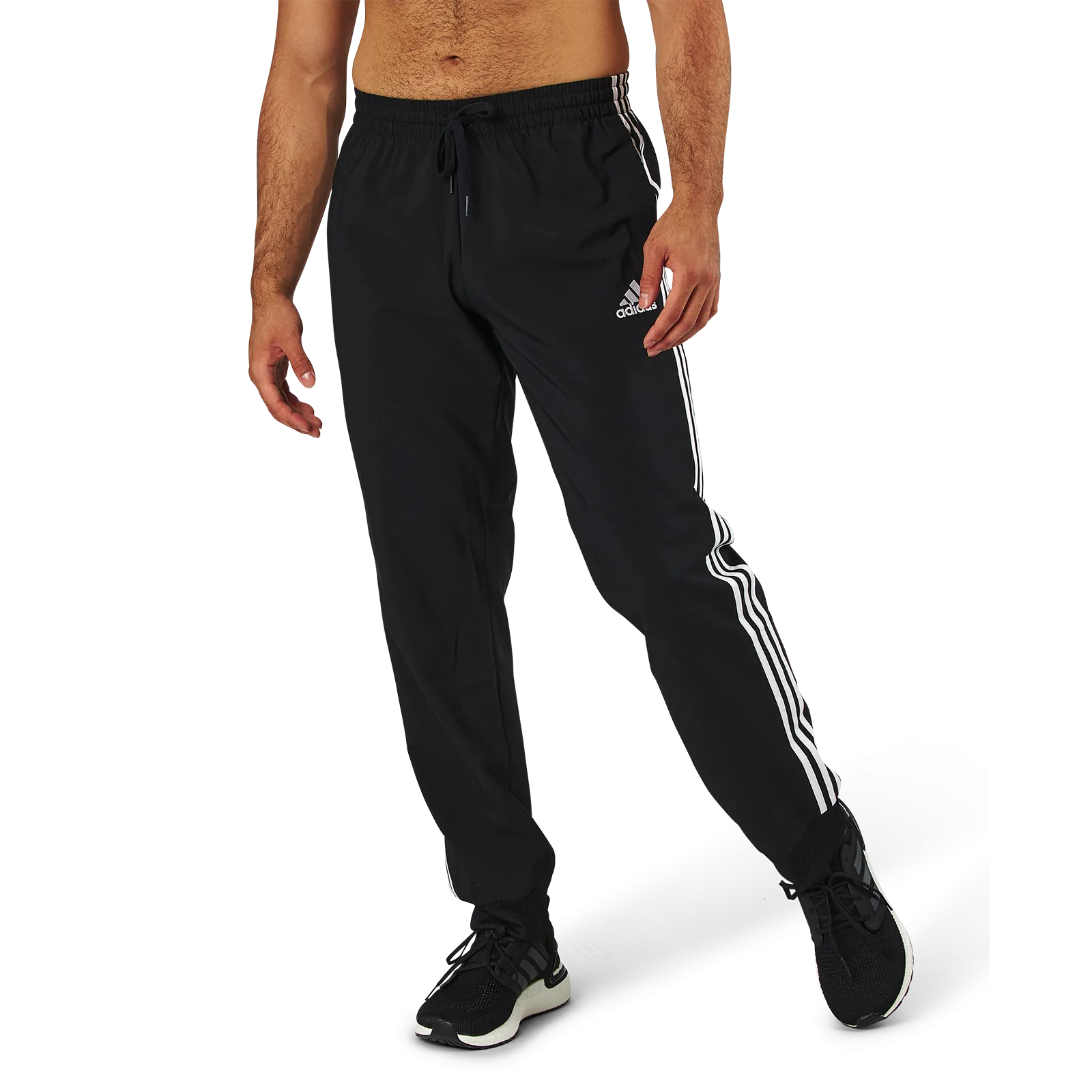 Adidas Essentials Tapered Cuff 3 Stripes Pants Black