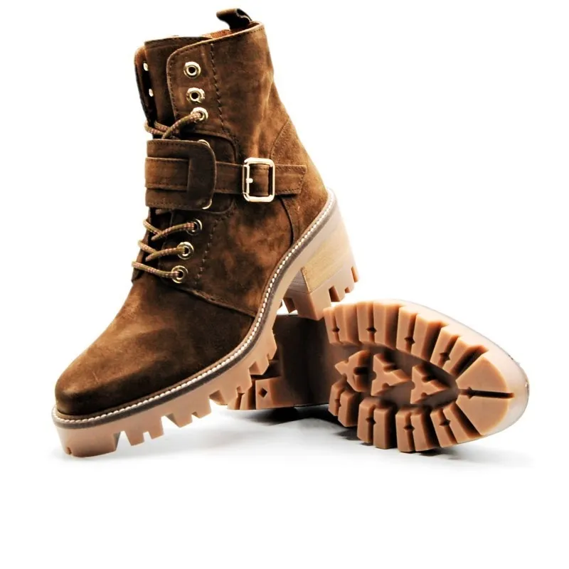 ALPE Arabica 4091 1133 Marrón. Botín cordones hebilla mujer