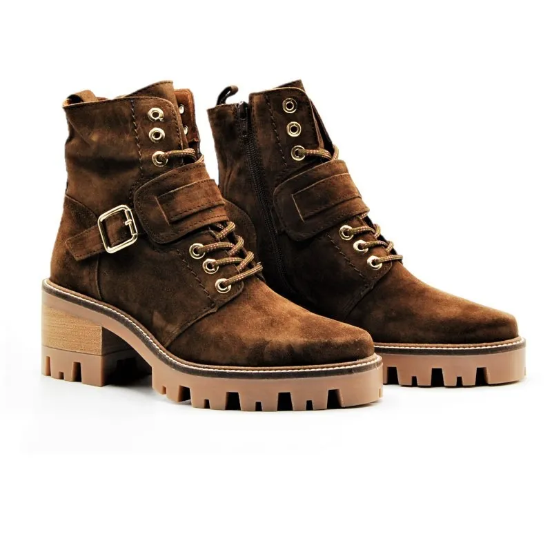 ALPE Arabica 4091 1133 Marrón. Botín cordones hebilla mujer