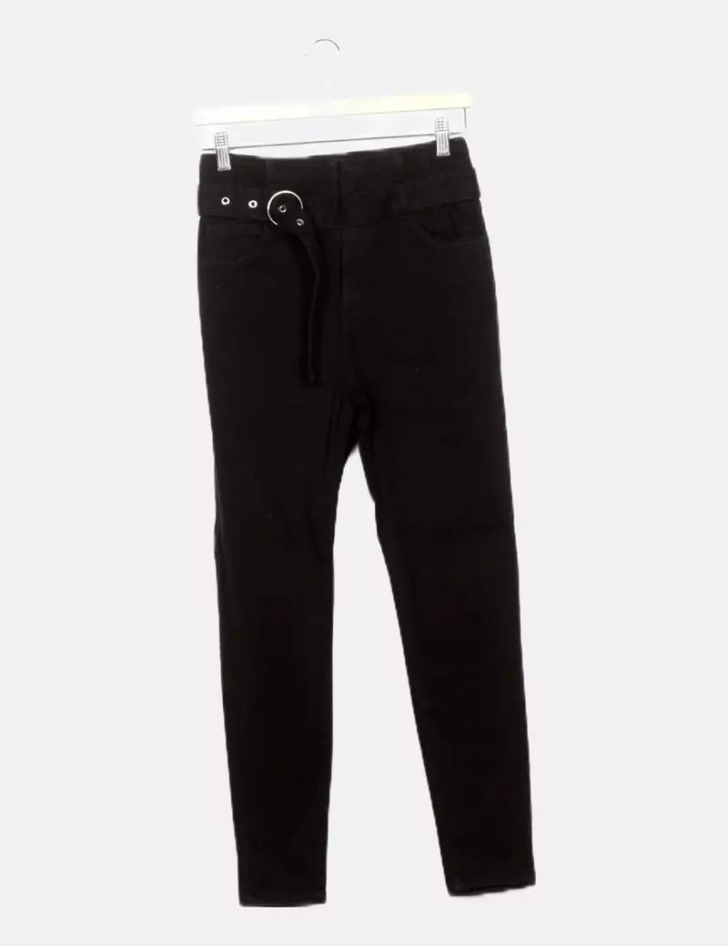 Bershka Jeans negro cinturón