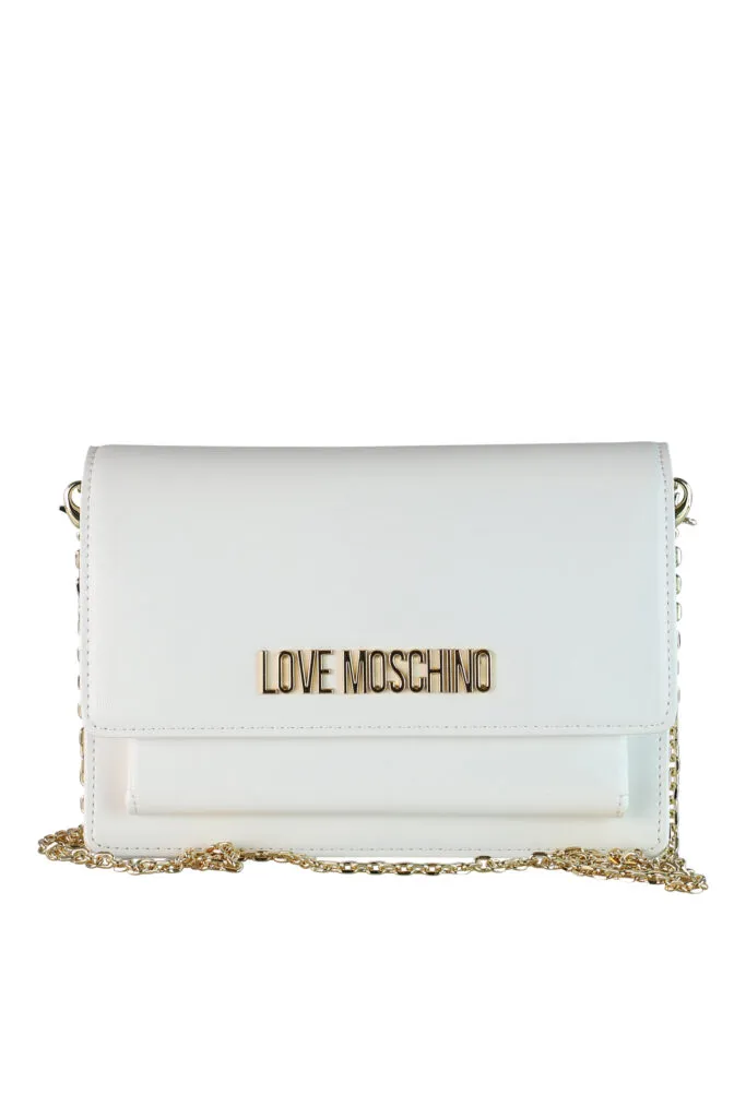 Bolso bandolera blanco con cadena y minilogo