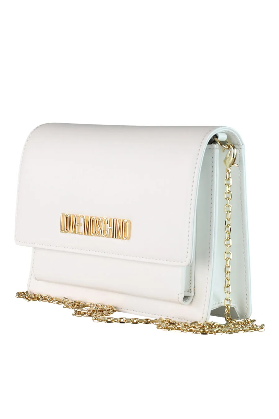 Bolso bandolera blanco con cadena y minilogo