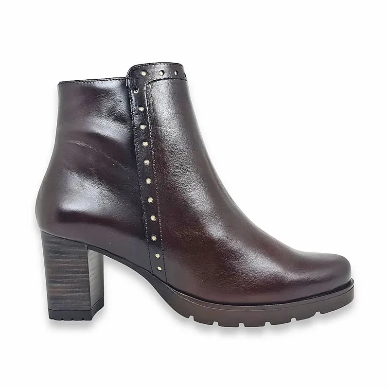 Botines Cómodos Tacón Recto Mujer Piel Cremallera LEURY16 Marrón, de Desiree