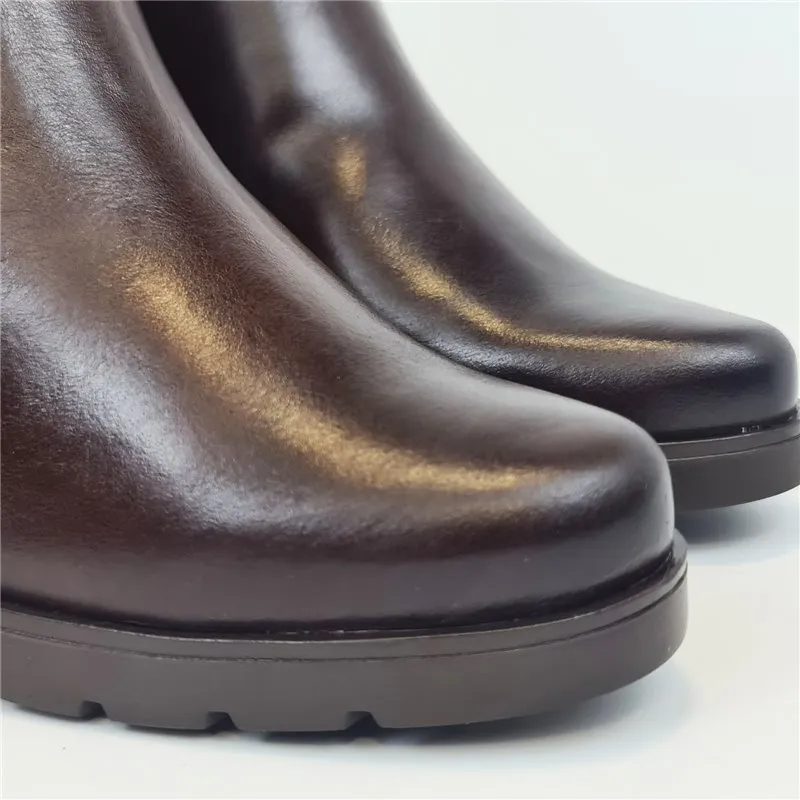 Botines Cómodos Tacón Recto Mujer Piel Cremallera LEURY16 Marrón, de Desiree