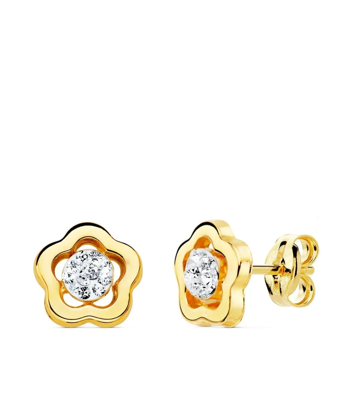 Boucles d'oreilles fille Communion Micaela Or 18K Fleur