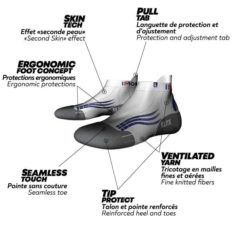 Calcetines trail/running Monnet Run Elite (BLANCO/GRIS)