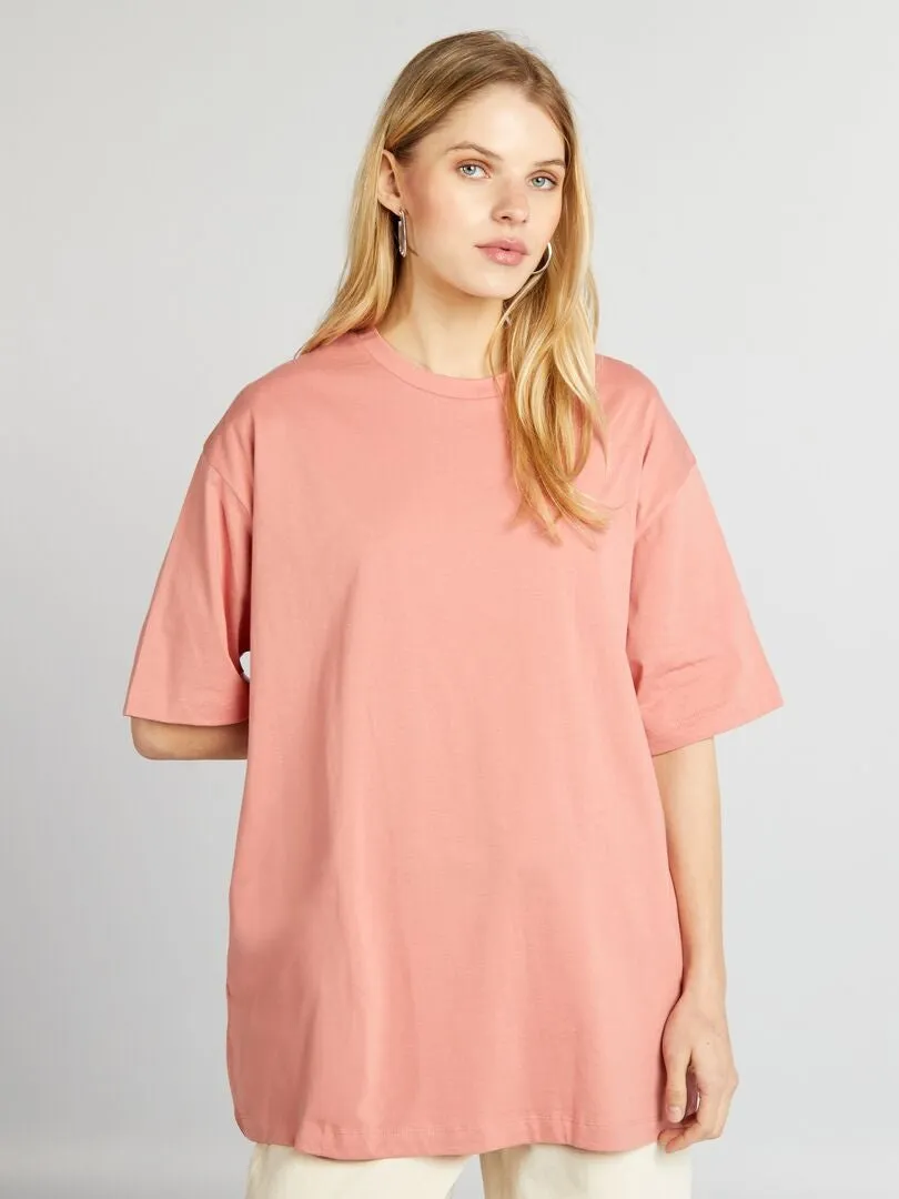 CAMISETA BáSICA OVERSIZE  ROSA