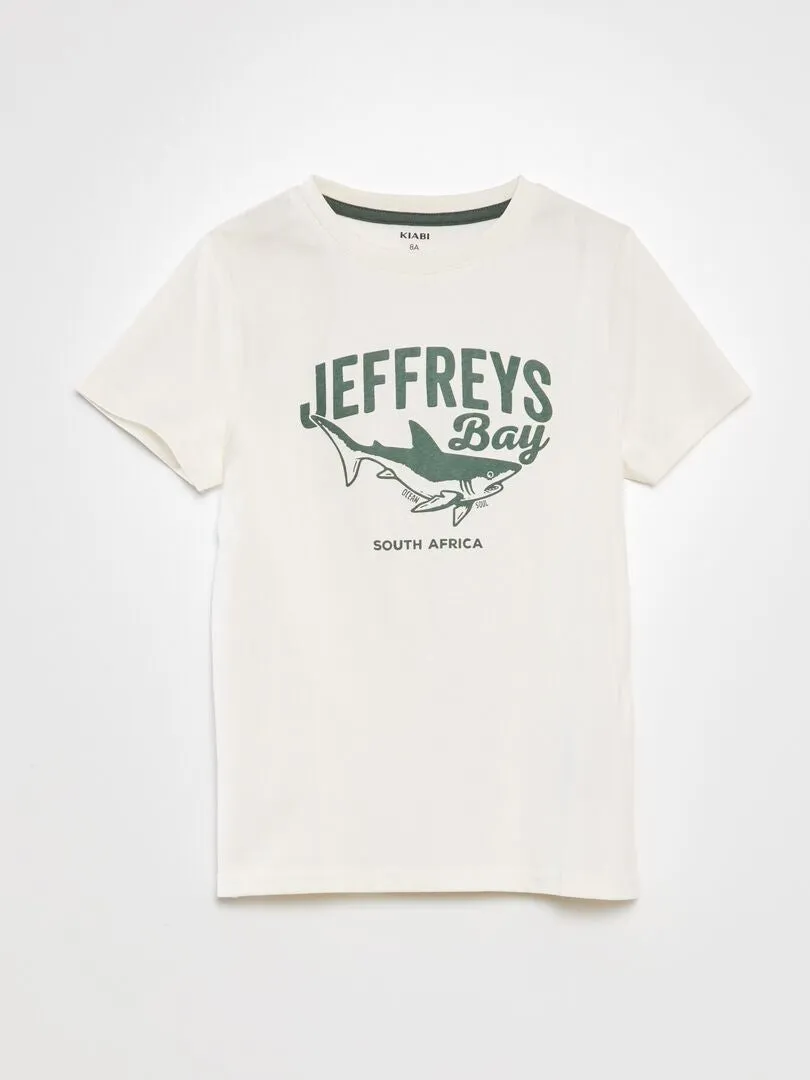 CAMISETA DE ALGODóN CON CUELLO REDONDO  BLANCO