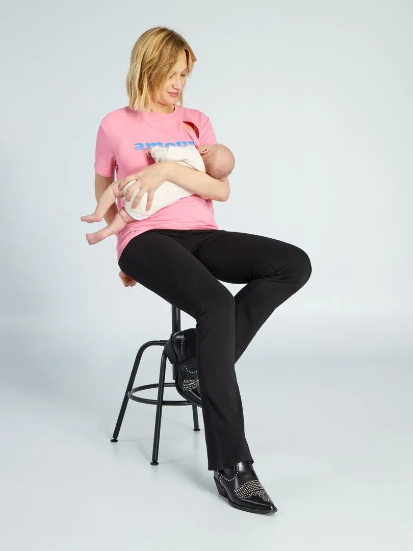 CAMISETA DE LACTANCIA A ABERTURAS  ROSA