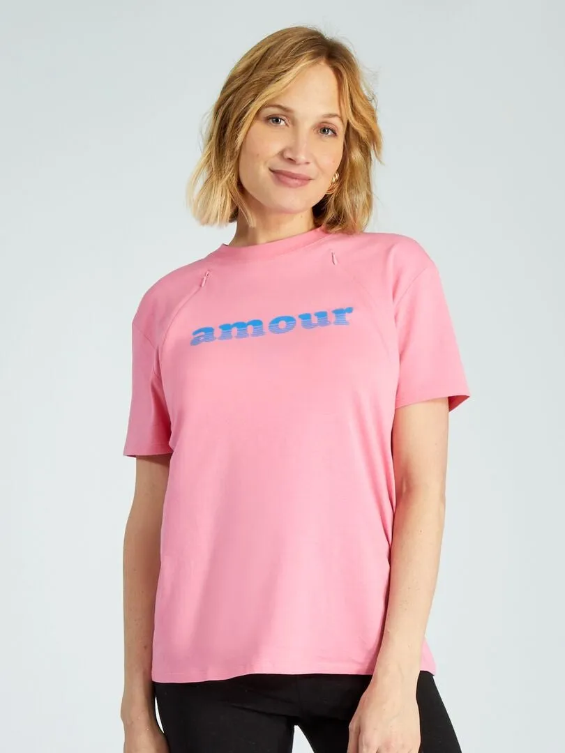 CAMISETA DE LACTANCIA A ABERTURAS  ROSA