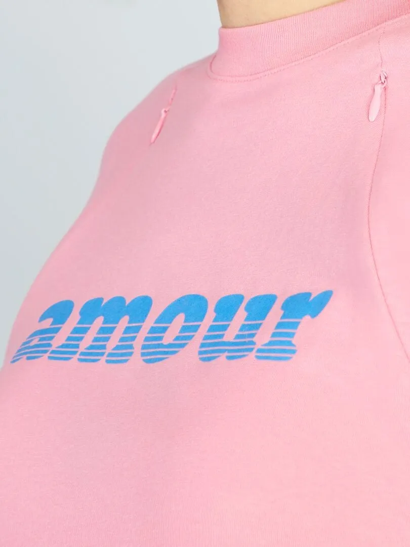 CAMISETA DE LACTANCIA A ABERTURAS  ROSA