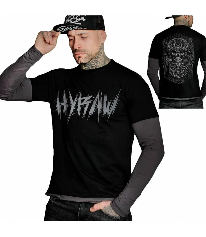 CAMISETA MANGA LARGA HOMBRE RITUAL NEGRA Y GRIS HYRAW SP23M17