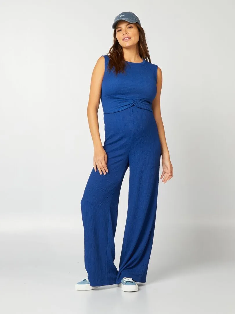 CAMISETA SIN MANGAS DE PUNTO GOFRADO PREMAMá  AZUL