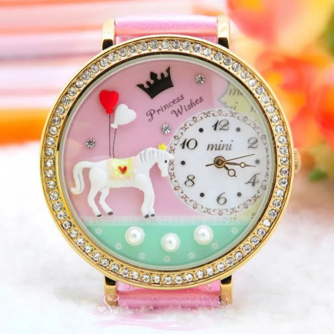 cartoon handmade polymer clay rhinestone trim fashion watch