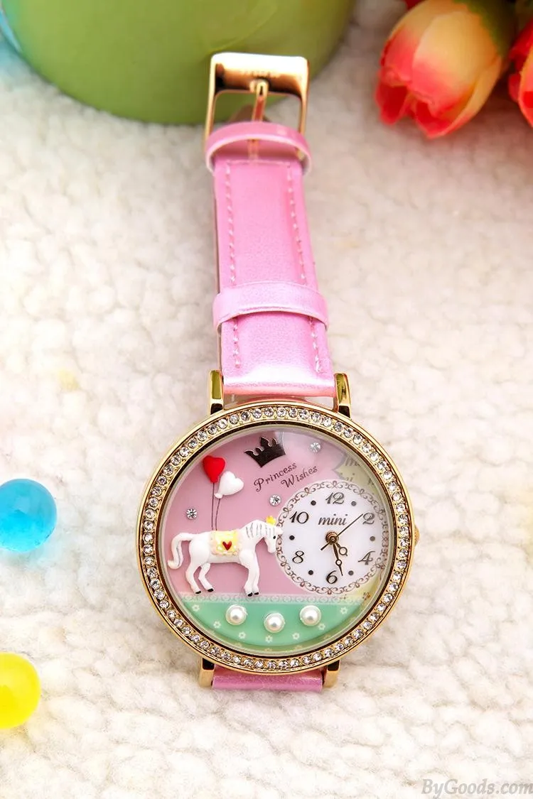 cartoon handmade polymer clay rhinestone trim fashion watch