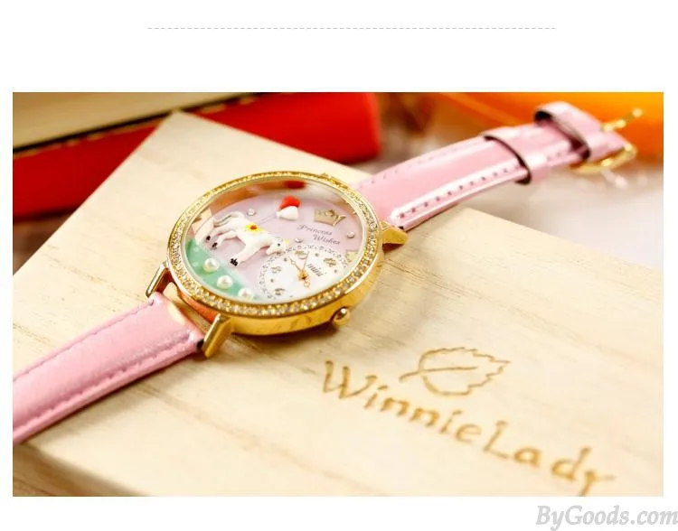 cartoon handmade polymer clay rhinestone trim fashion watch