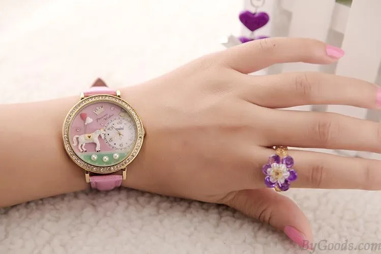 cartoon handmade polymer clay rhinestone trim fashion watch