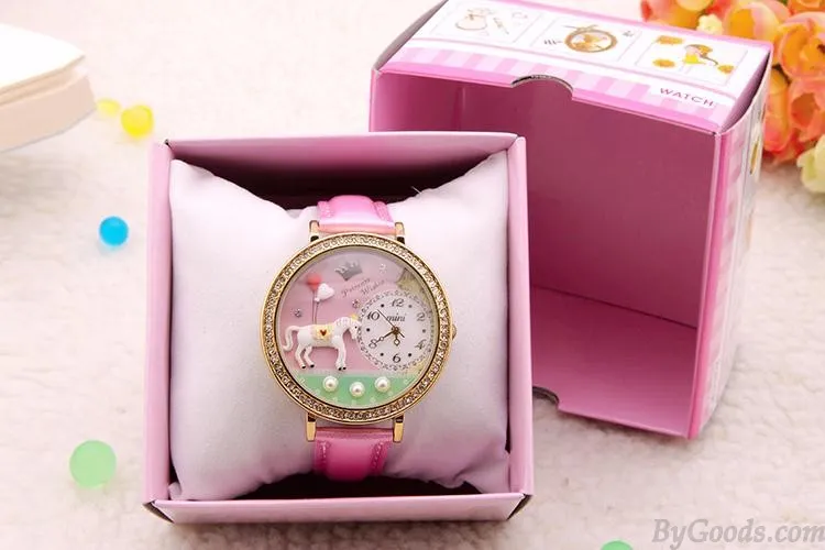 cartoon handmade polymer clay rhinestone trim fashion watch