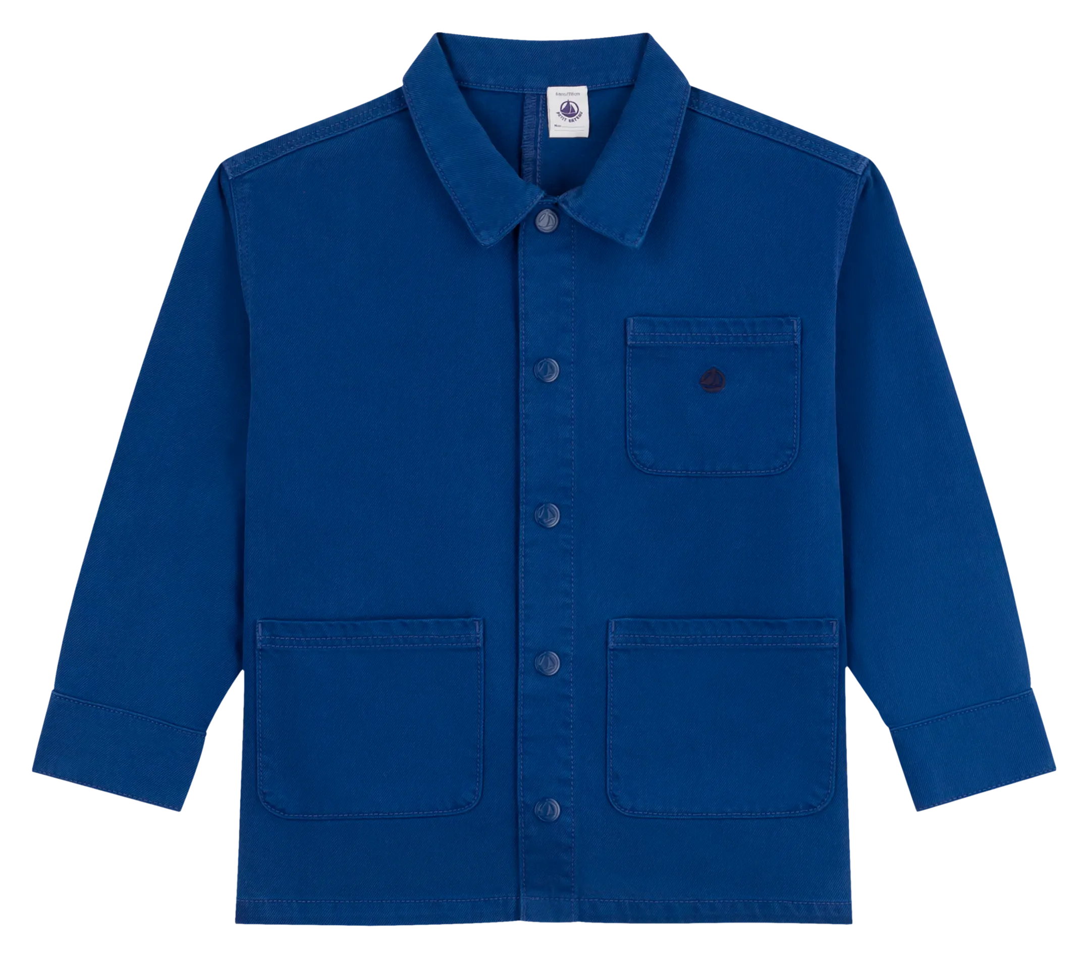 Chaqueta de mezcla de algodón con cuello clásico en azul