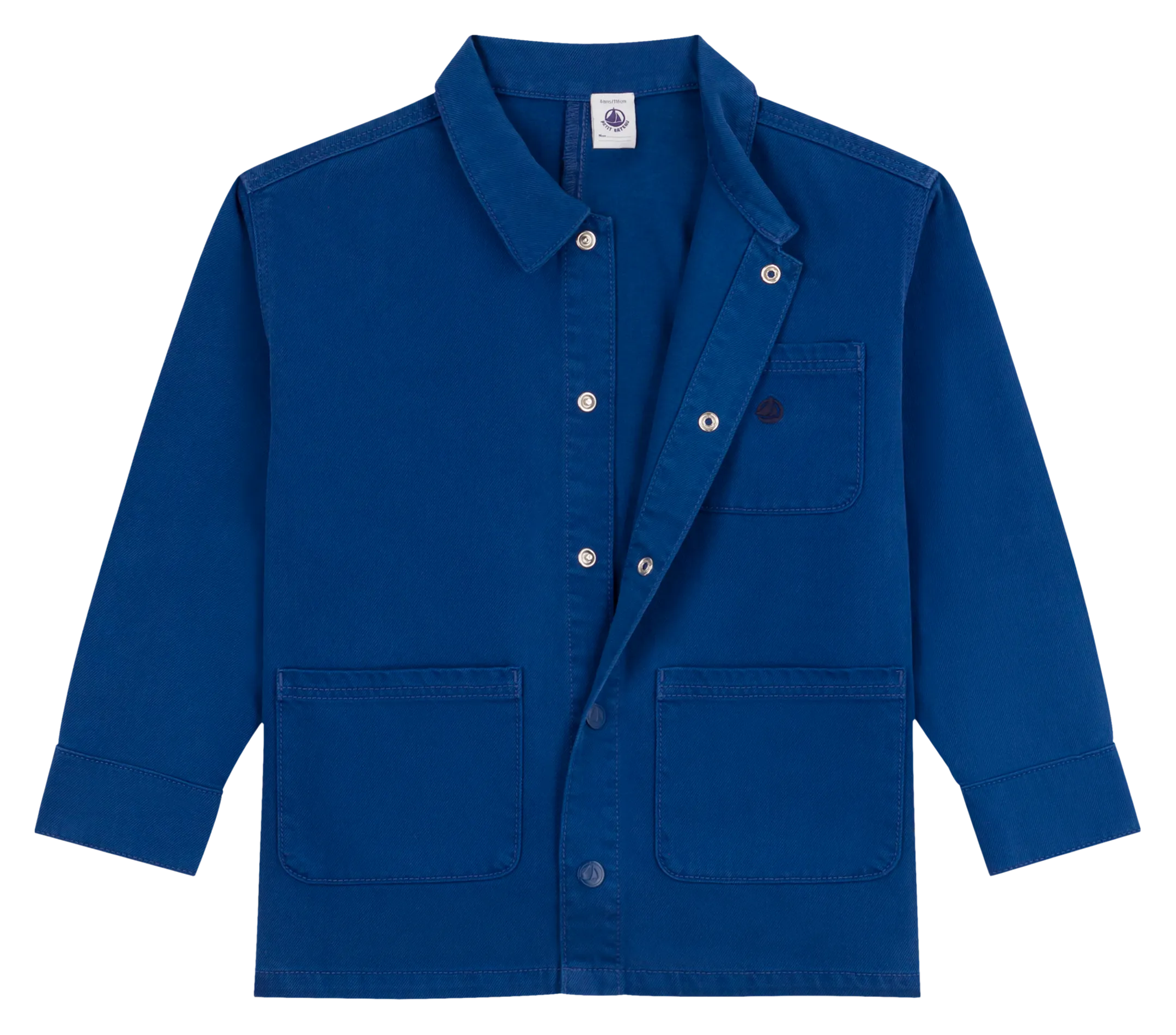 Chaqueta de mezcla de algodón con cuello clásico en azul