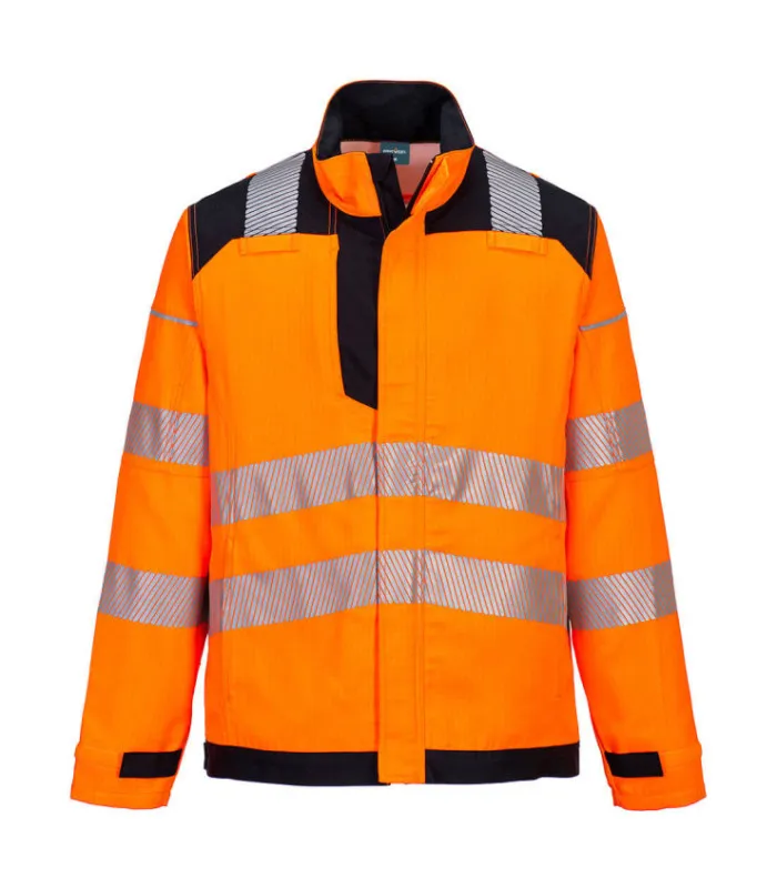 CHAQUETA DE TRABAJO PW3 FR HVO MULTINORMA ENTORNOS PELIGROSOS NARANJA FLúOR PORTWEST FR722