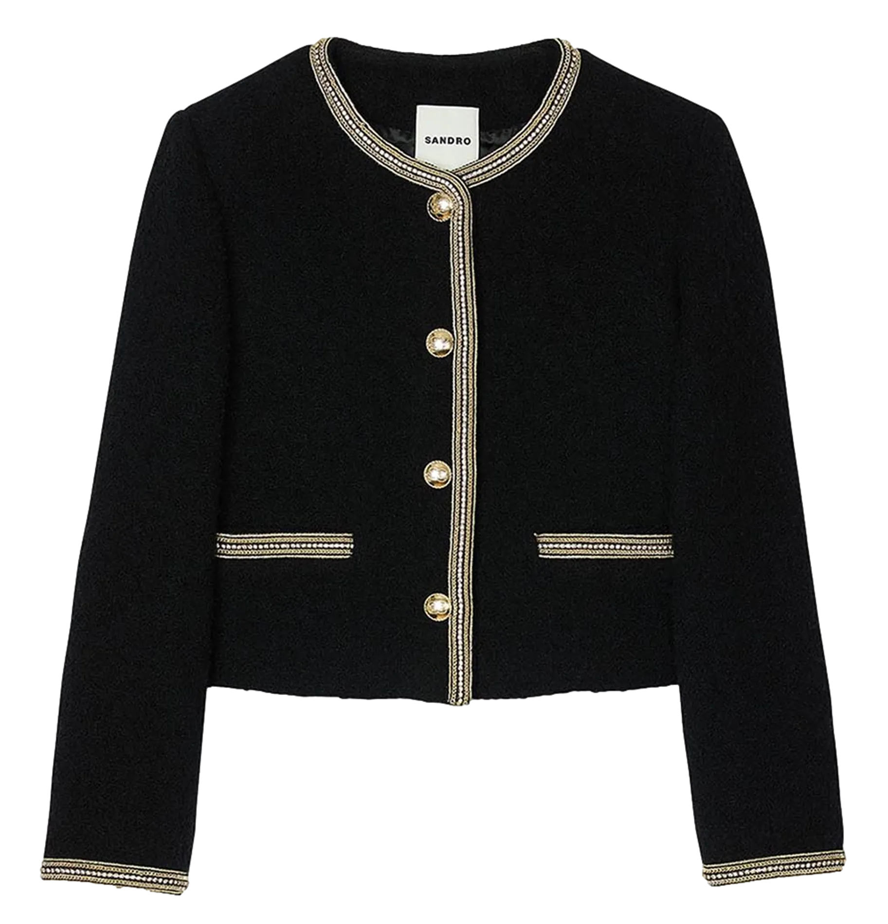Chaqueta de tweed recta en negro