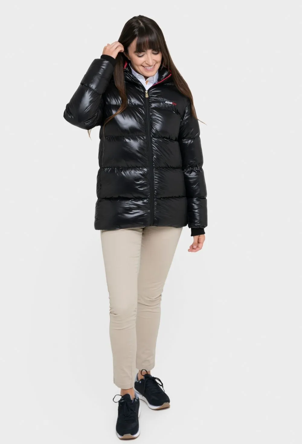 Chaqueta larga acolchada negra