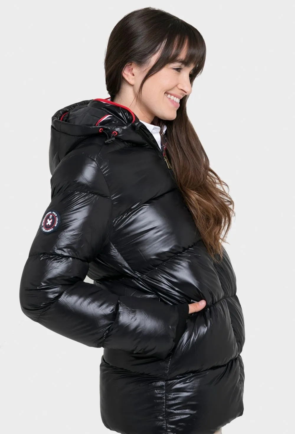Chaqueta larga acolchada negra