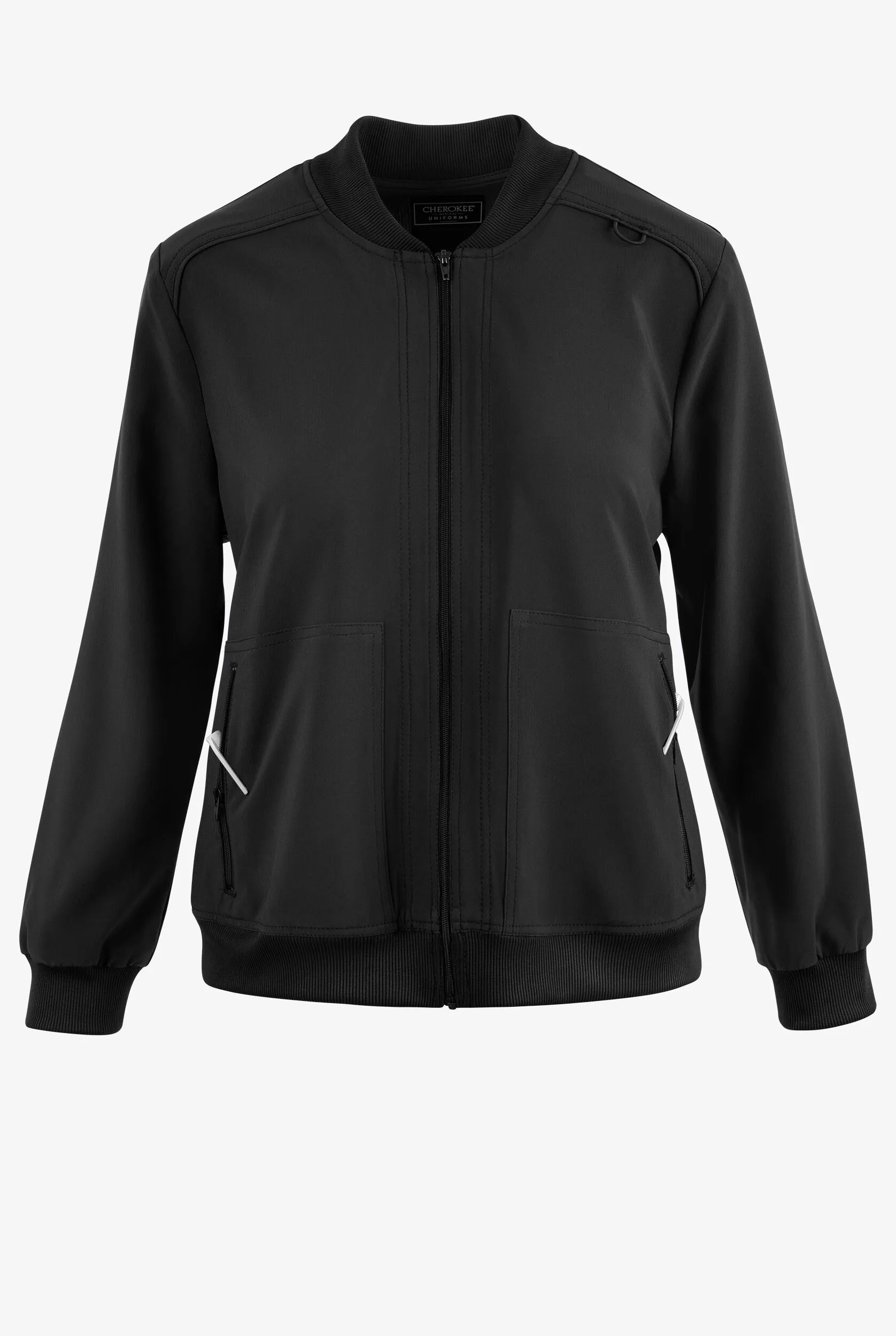 Chaqueta médica Cherokee Collection STRETCH con cuello acanalado y cremallera para mujer