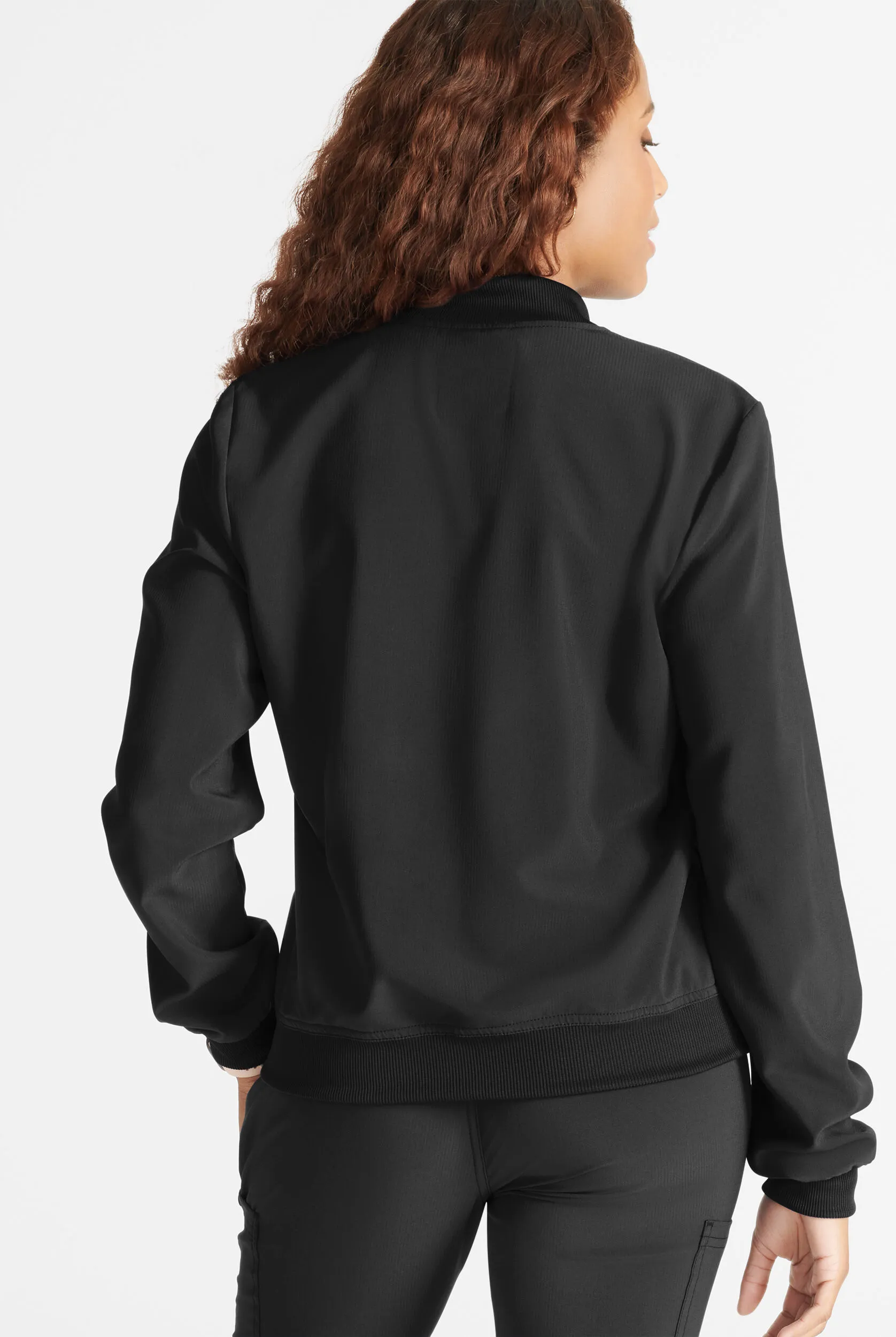 Chaqueta médica Cherokee Collection STRETCH con cuello acanalado y cremallera para mujer