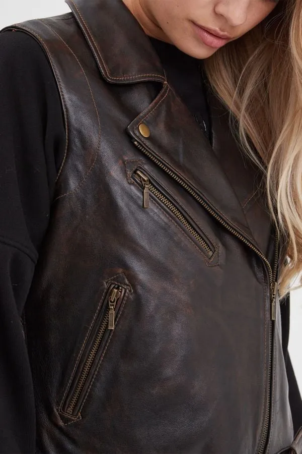 Chaqueta Mujeres Rose Garden Madeline Sheep Veg Kanwal Washed Black Cognac