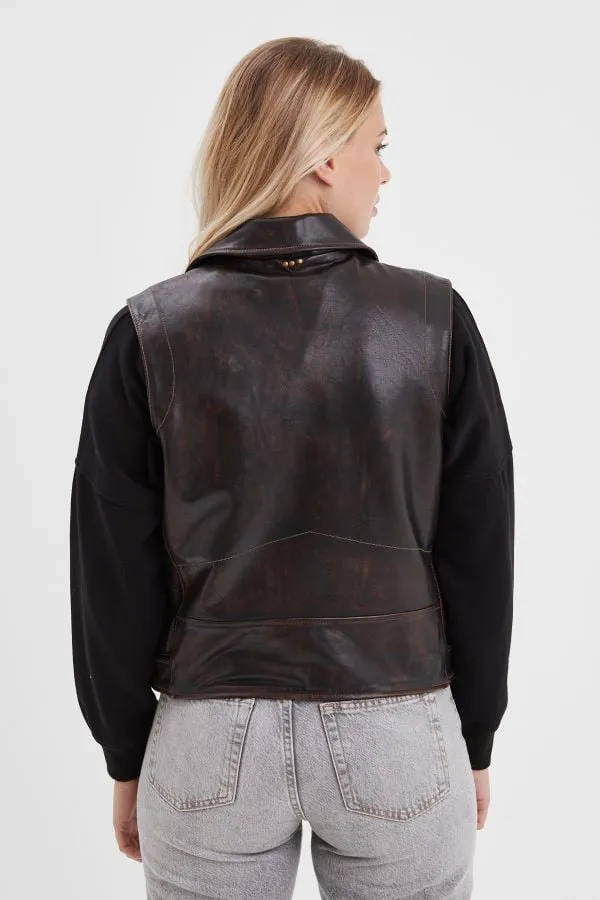 Chaqueta Mujeres Rose Garden Madeline Sheep Veg Kanwal Washed Black Cognac