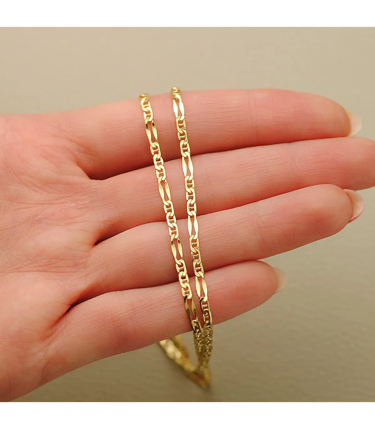Chaîne Or 18K maille marine alternée 2 mm 45 cm