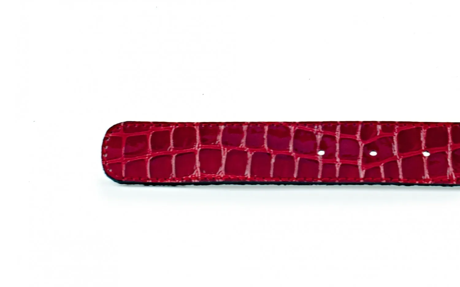 Cinturon piel charol cocodrilo rojo
