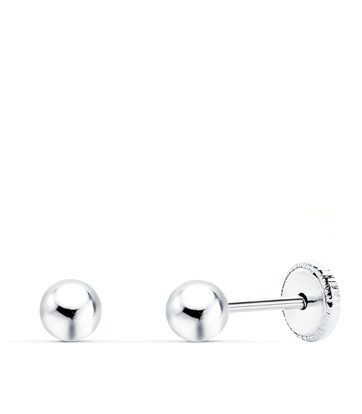 Clous d'oreilles or blanc Emma 4 mm 18 Carats