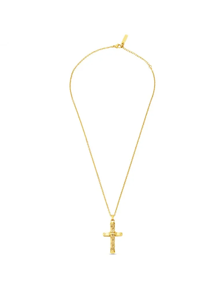 Colgante Police Hombre Cruz Acero Dorado Crossed