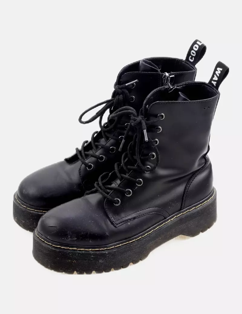 Cool way Bota negra cordones
