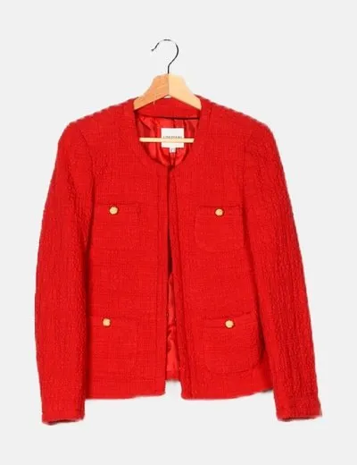 Cortefiel Chaqueta roja bolsillos