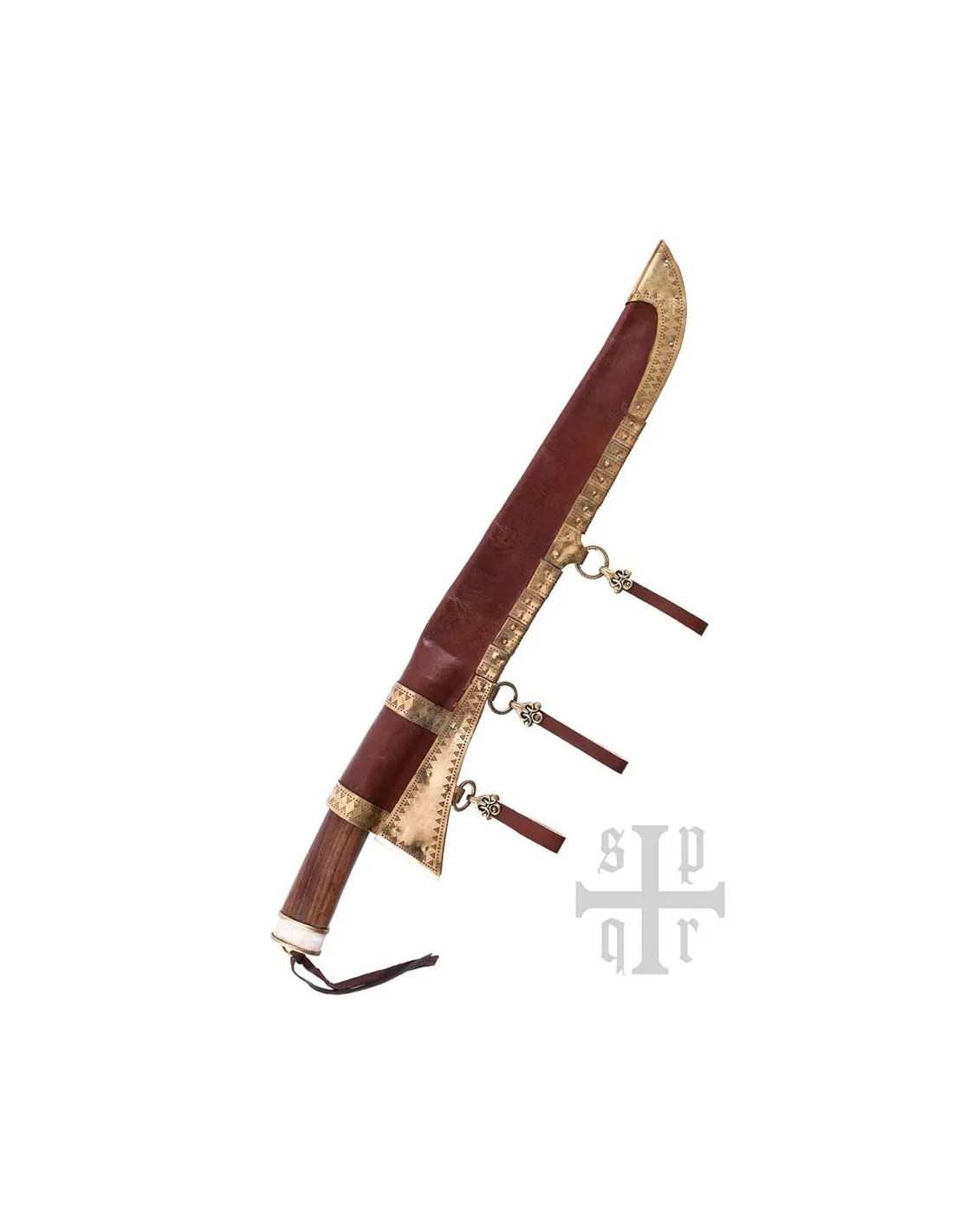 Cuchillo damasco vikingo Seax, puño nuez y hueso