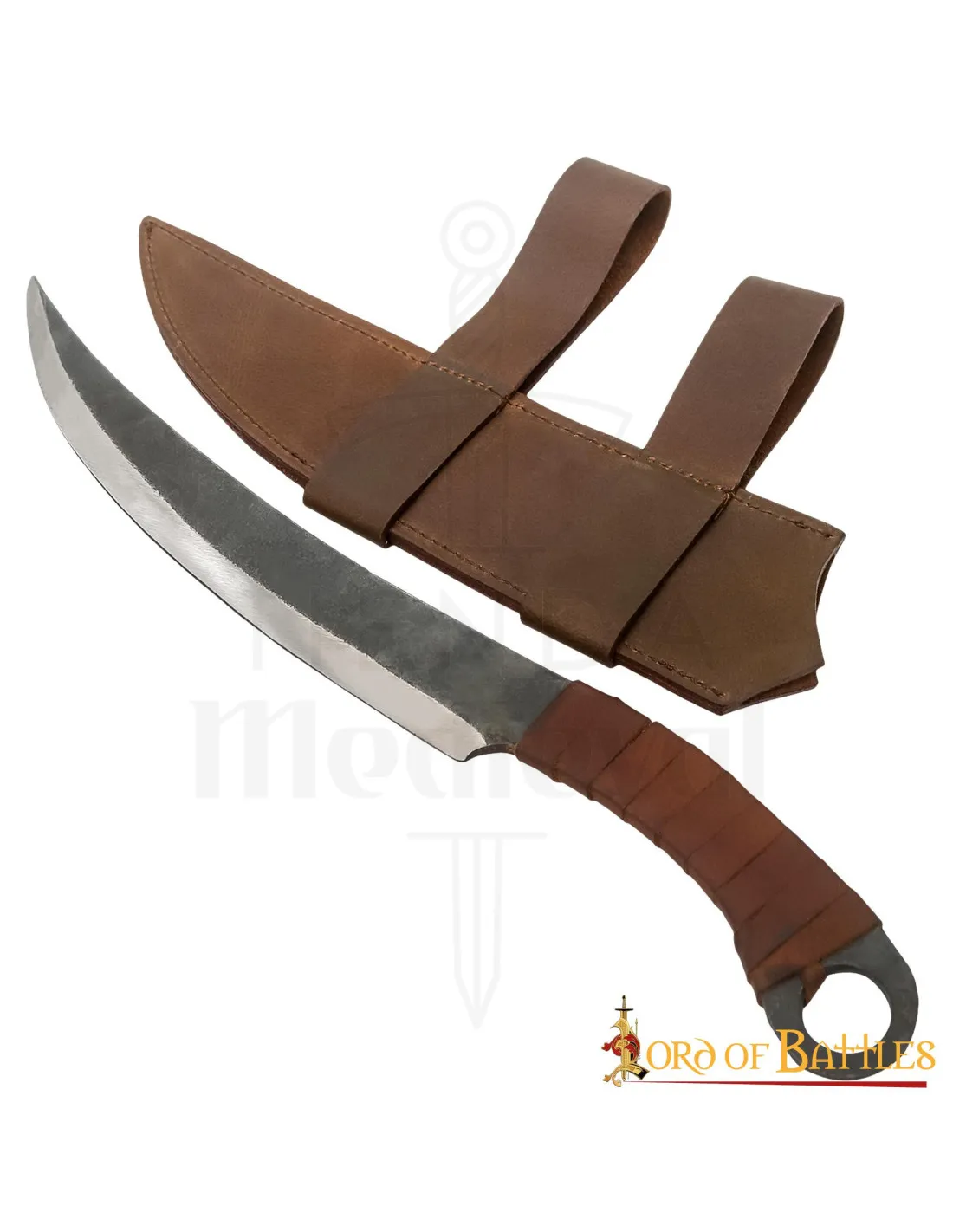 Cuchillo medieval forjado a mano con funda