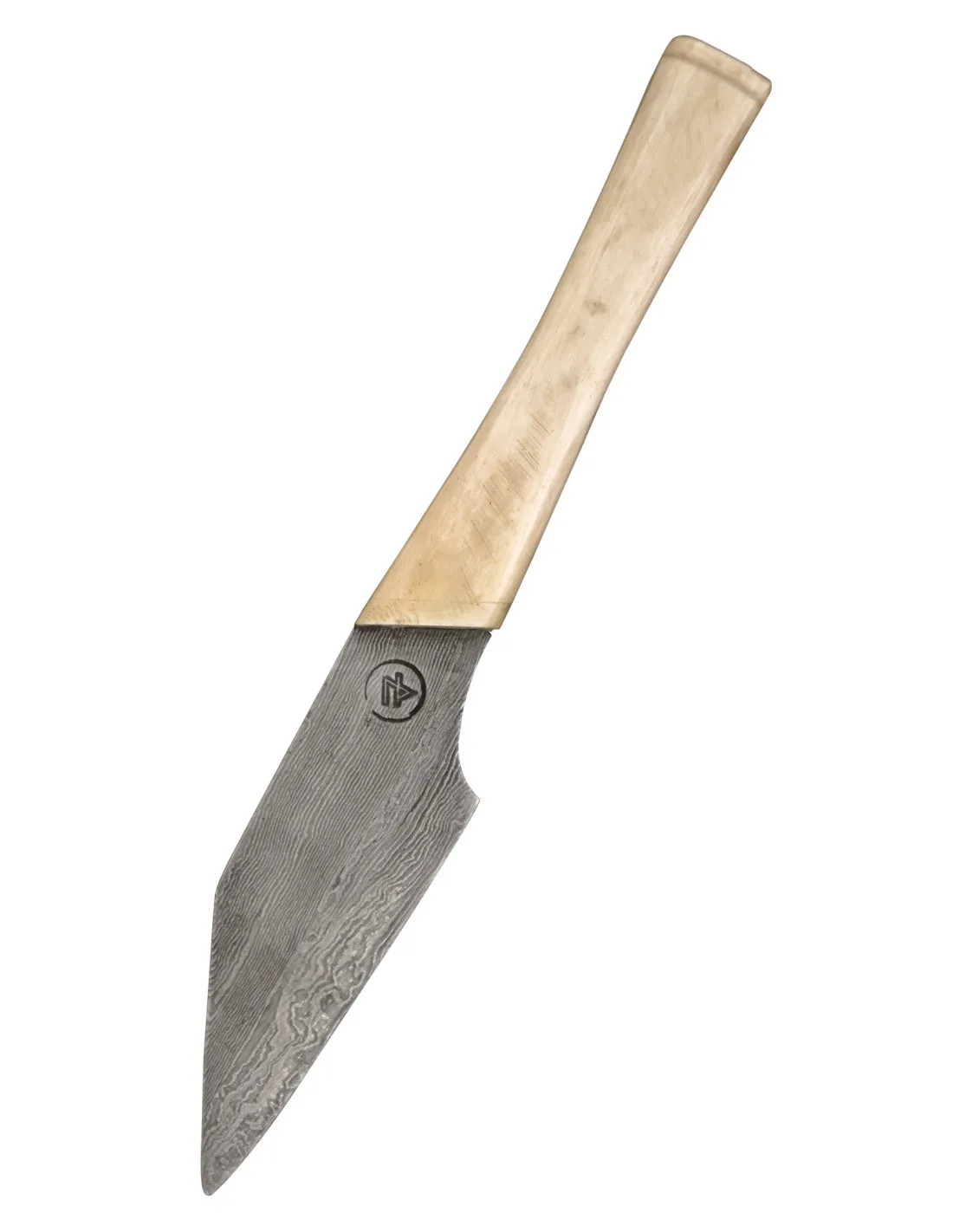 Cuchillo pequeño tipo Seax con hoja acero damasco