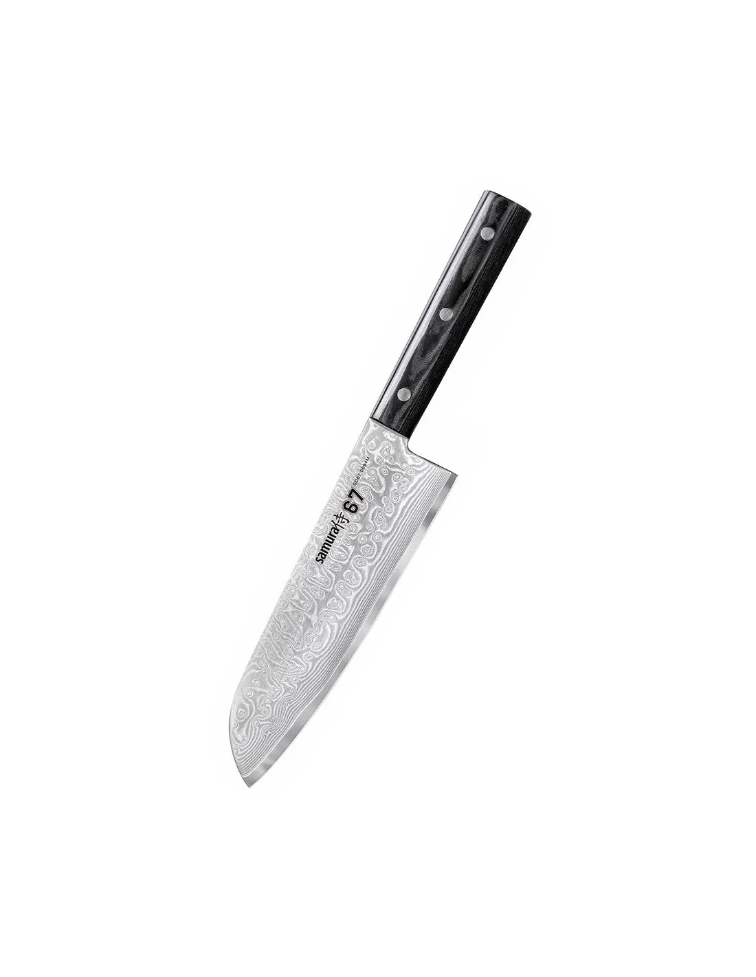 Cuchillo Santoku Samura serie Damascus 67, hoja 175 mm.