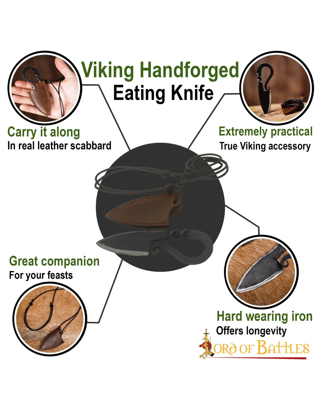 Cuchillo Vikingo en hierro forjado con funda