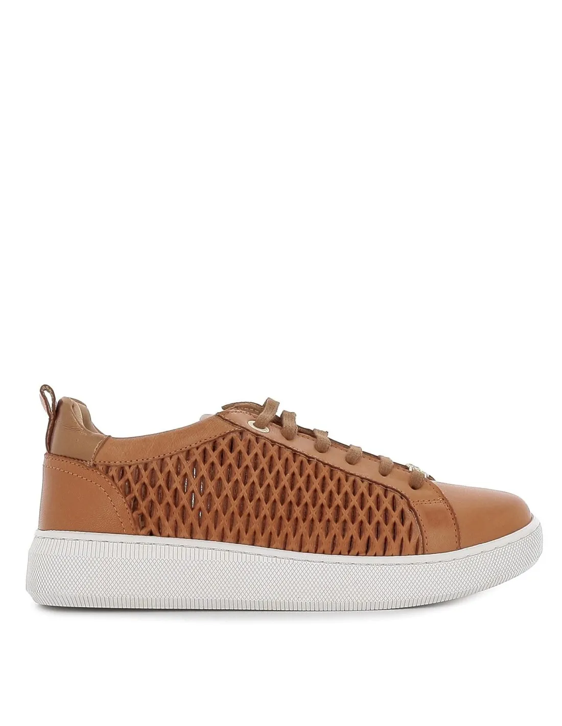 Deportiva cordones piel camel CARMELA
