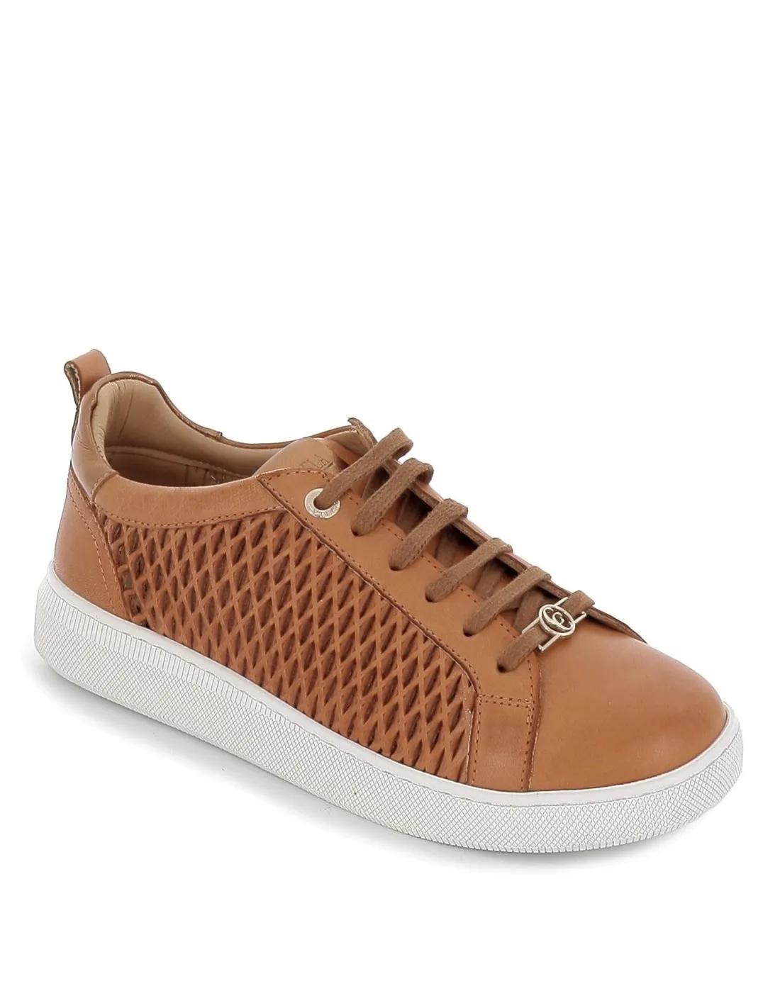 Deportiva cordones piel camel CARMELA