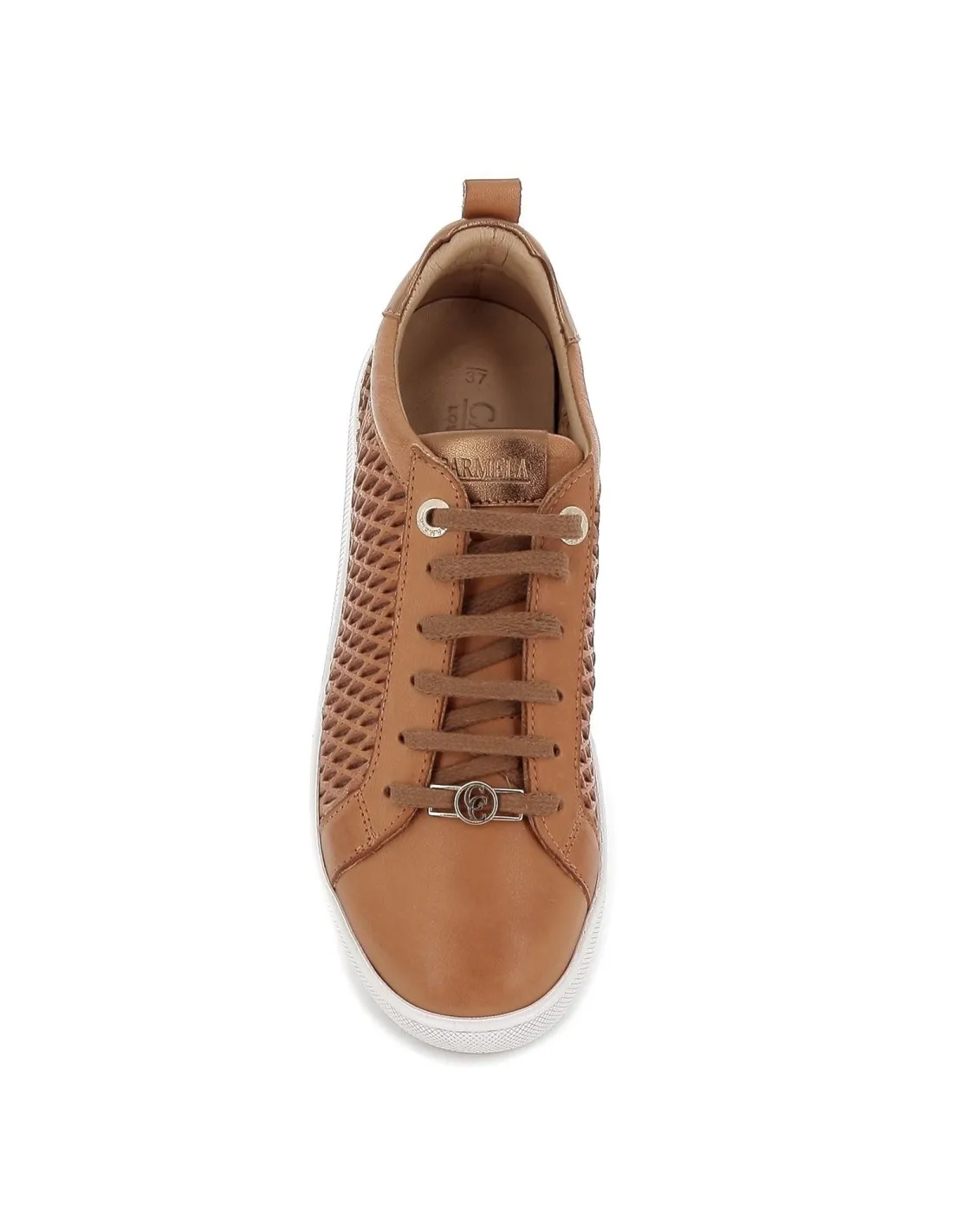Deportiva cordones piel camel CARMELA