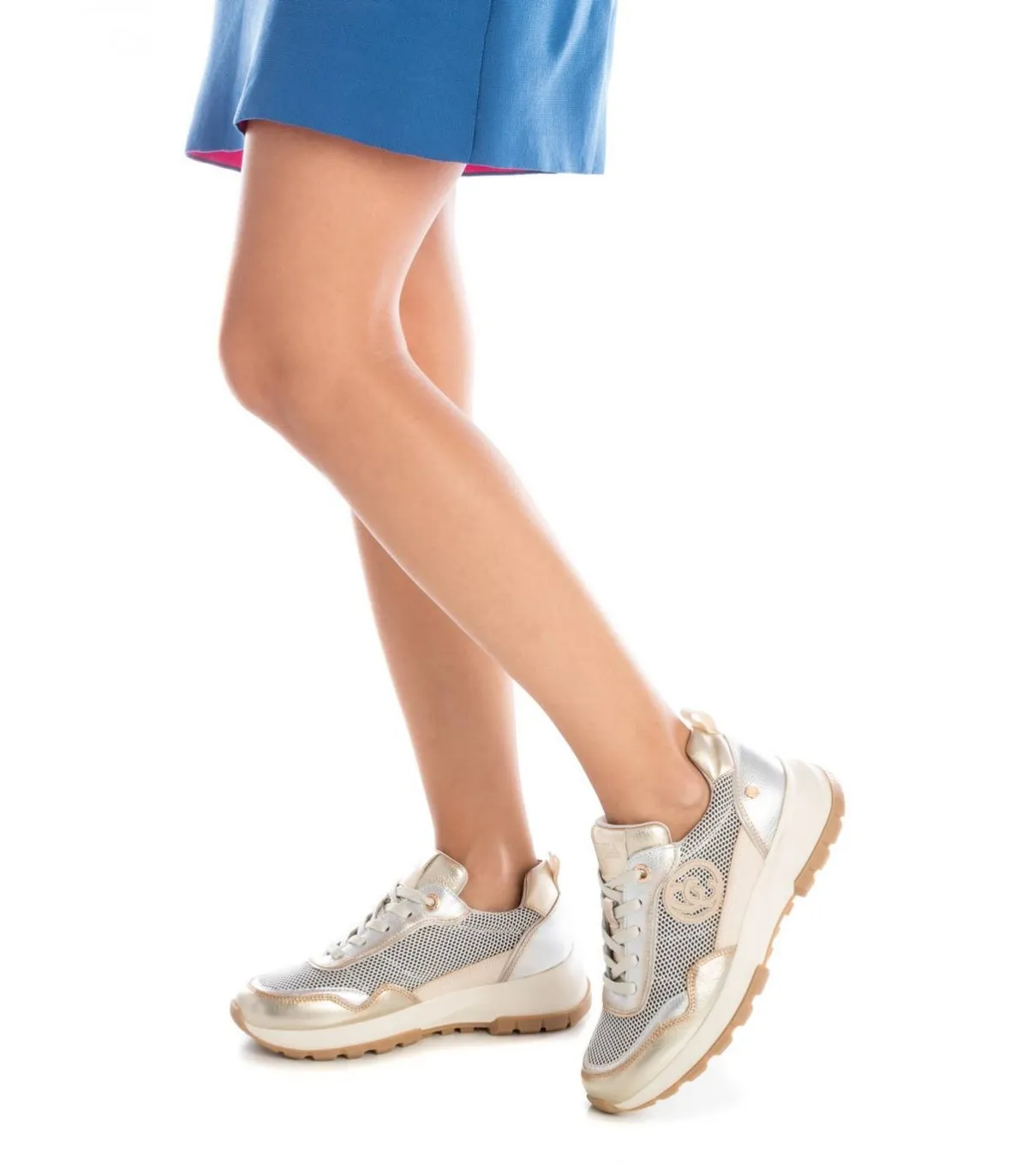 Deportivo Carmela piel dorado cordones plataforma mujer