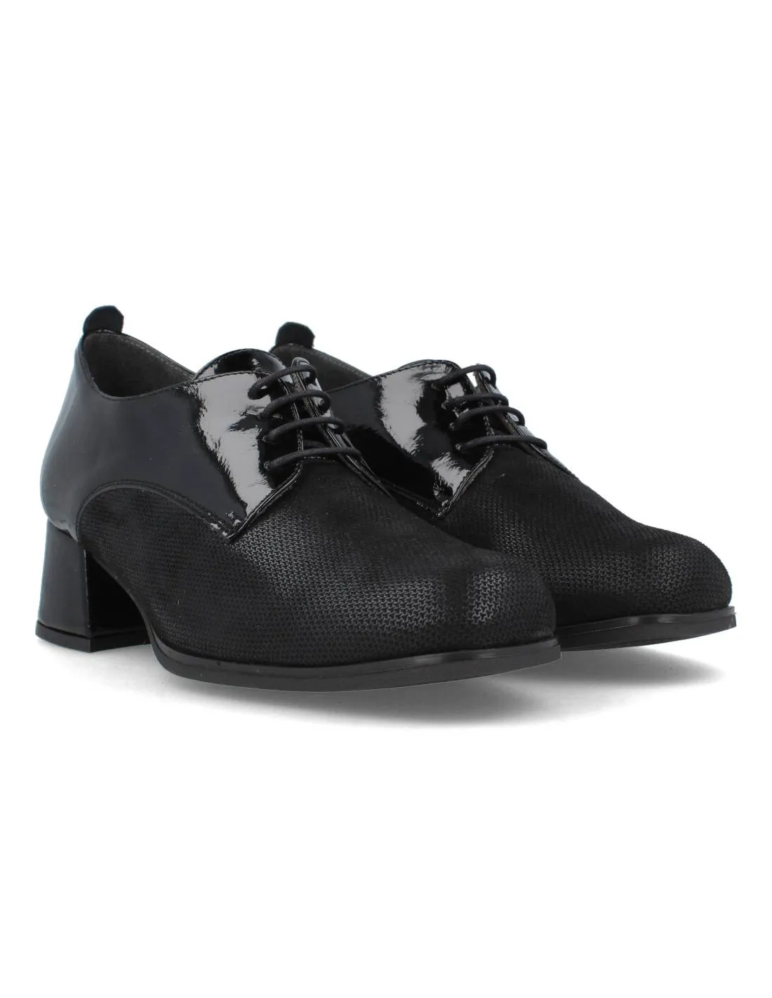 DOCTOR CUTILLAS  ZAPATO TACóN CORDONES COMBINADO NEGRO