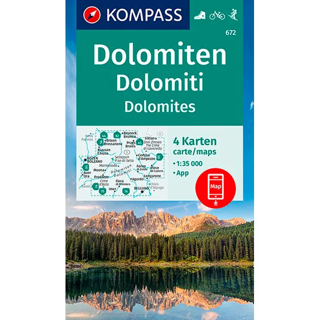 ed. kompass Dolomitas Mapas (672) 4x 1:35000
