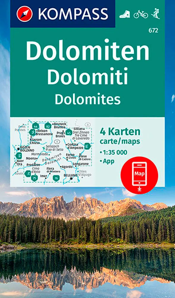 ed. kompass Dolomitas Mapas (672) 4x 1:35000
